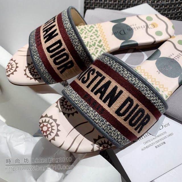 DIOR女鞋 迪奧2021專櫃新款磨砂新大底涼拖 Dior一字型刺繡平拖  naq1500